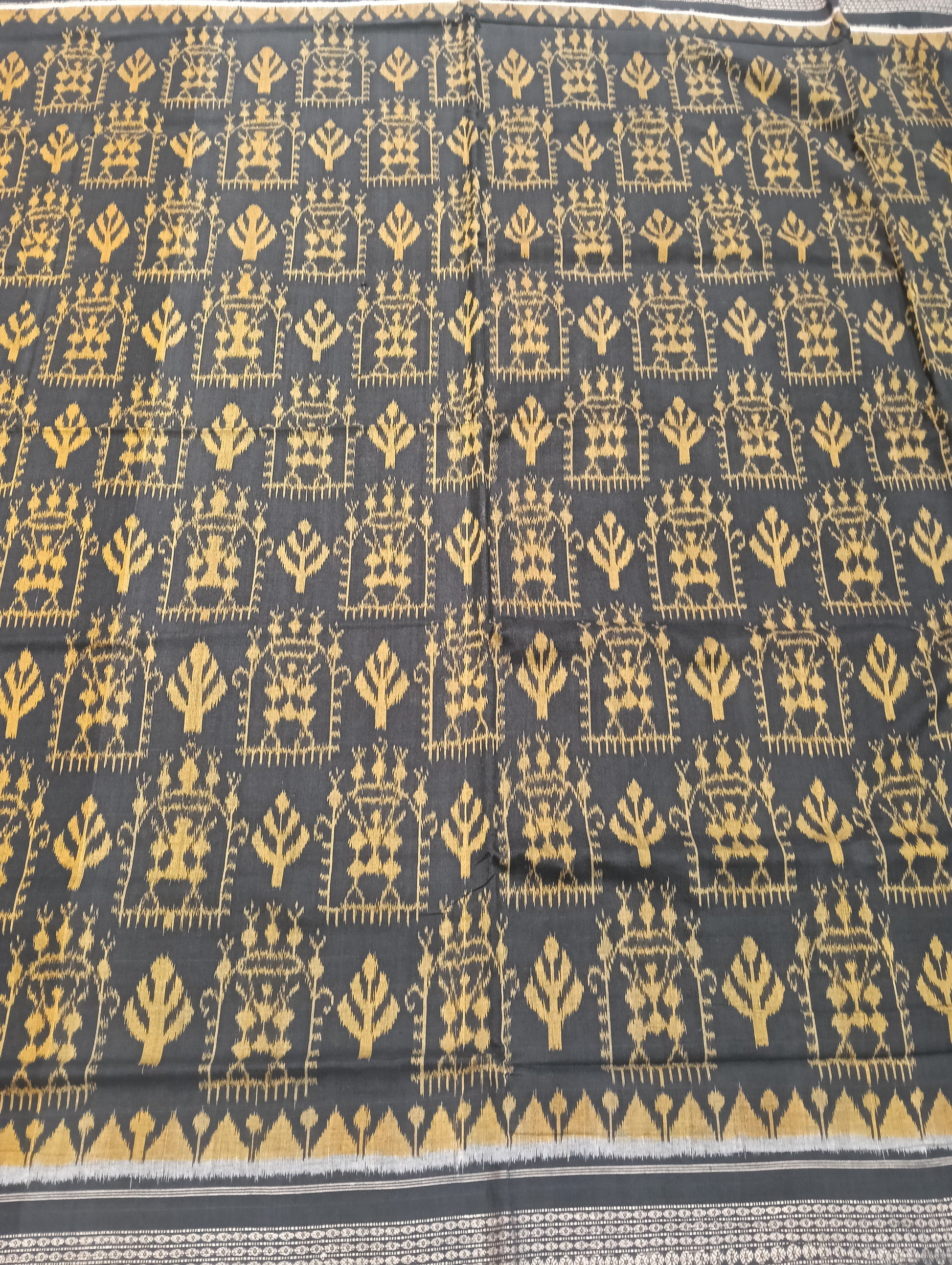 Golden black cotton sambalpuri saree (1537) - Tilottama