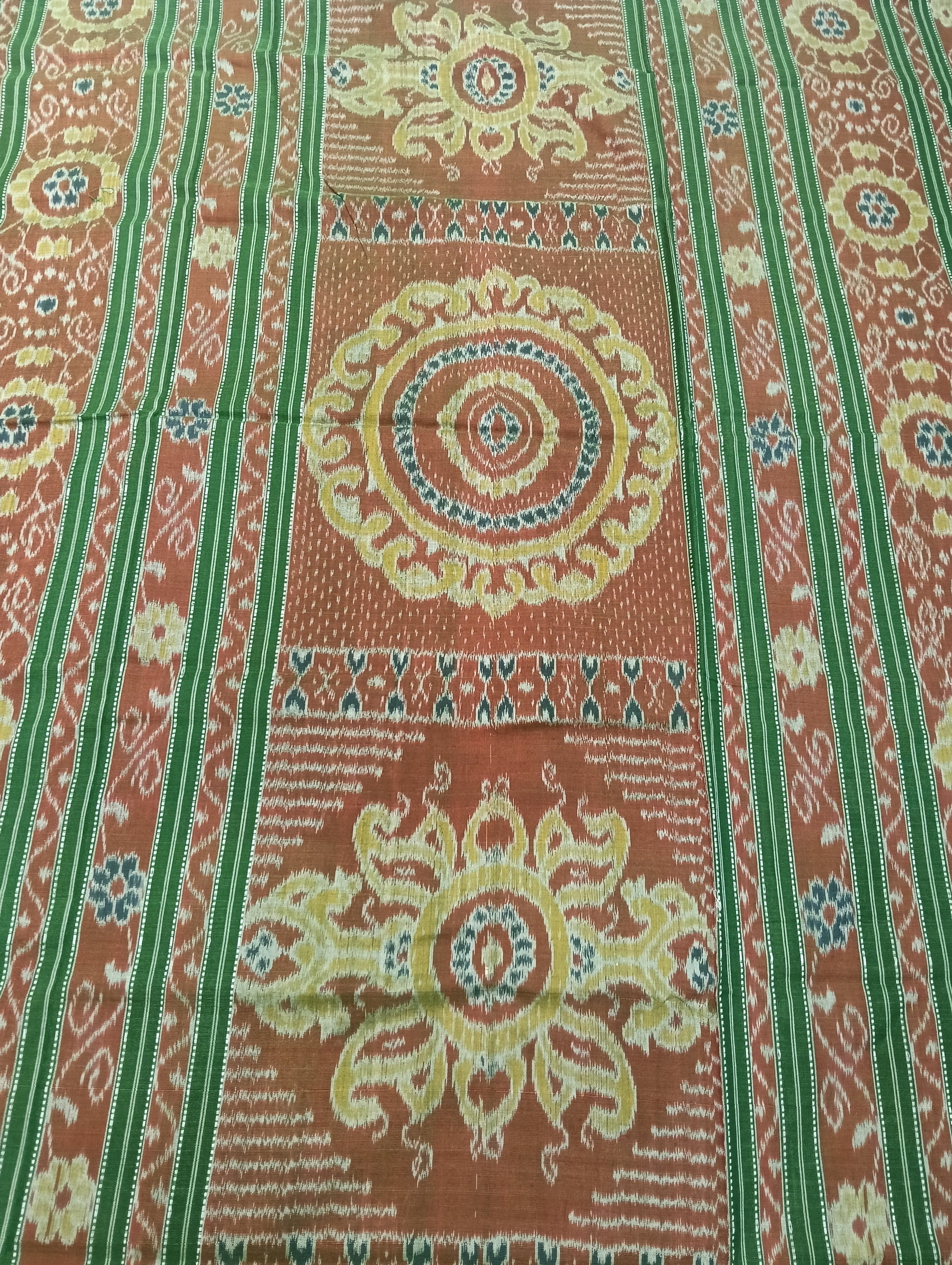 Mango green cotton sambalpuri saree,(2792) - Tilottama
