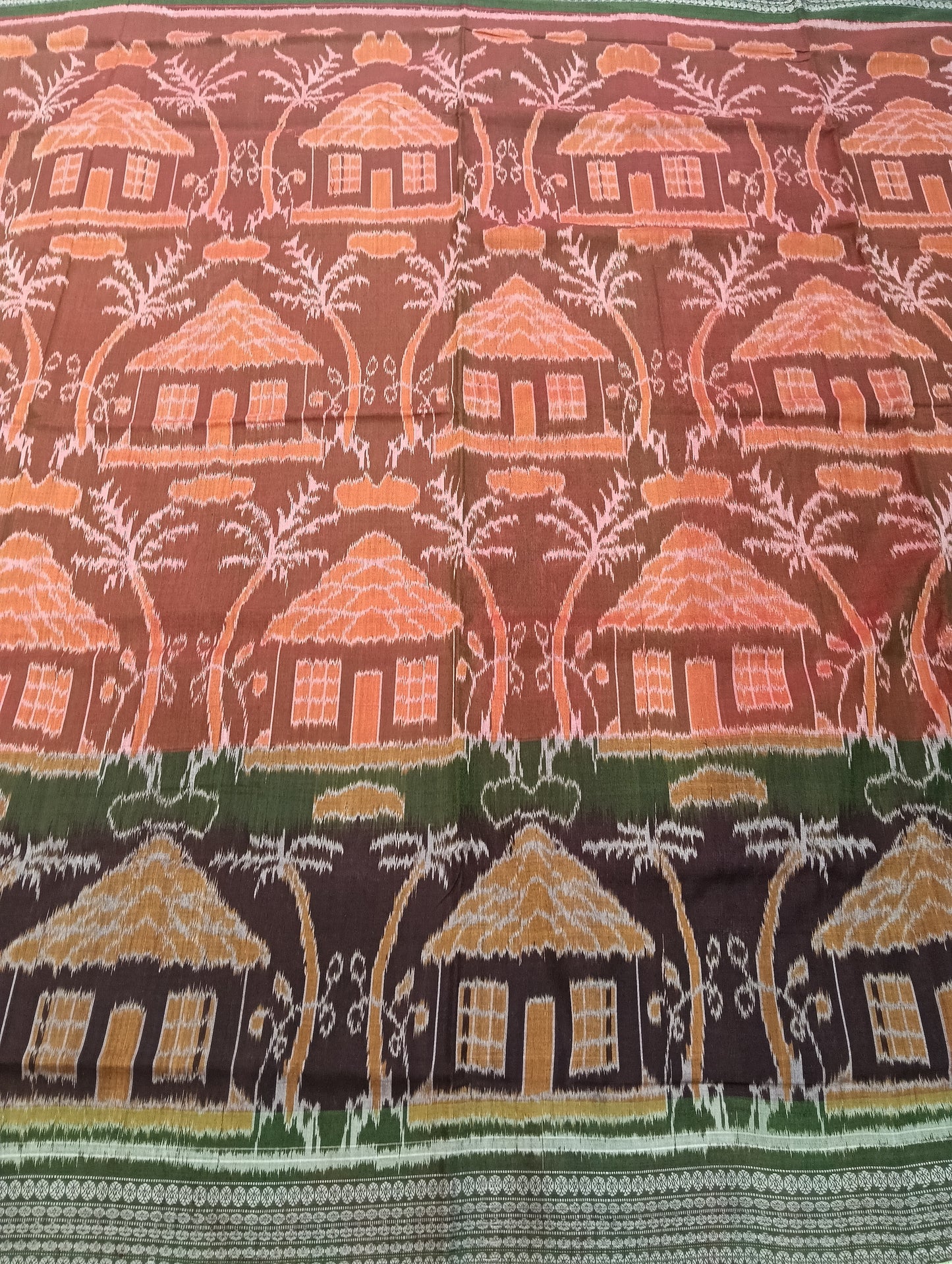 Mango green cotton sambalpuri saree,(2792) - Tilottama