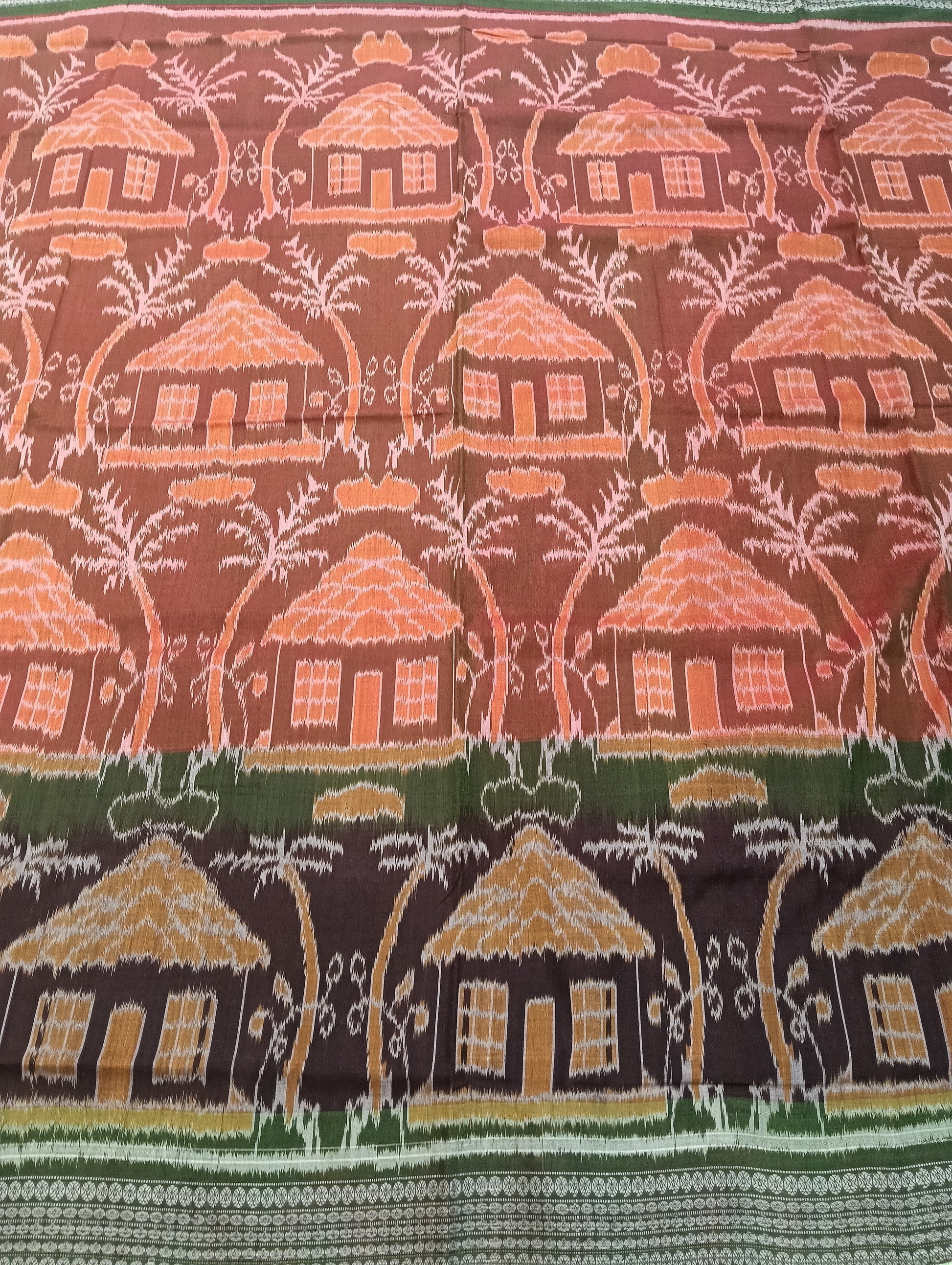 Mango green cotton sambalpuri saree,(2792) - Tilottama