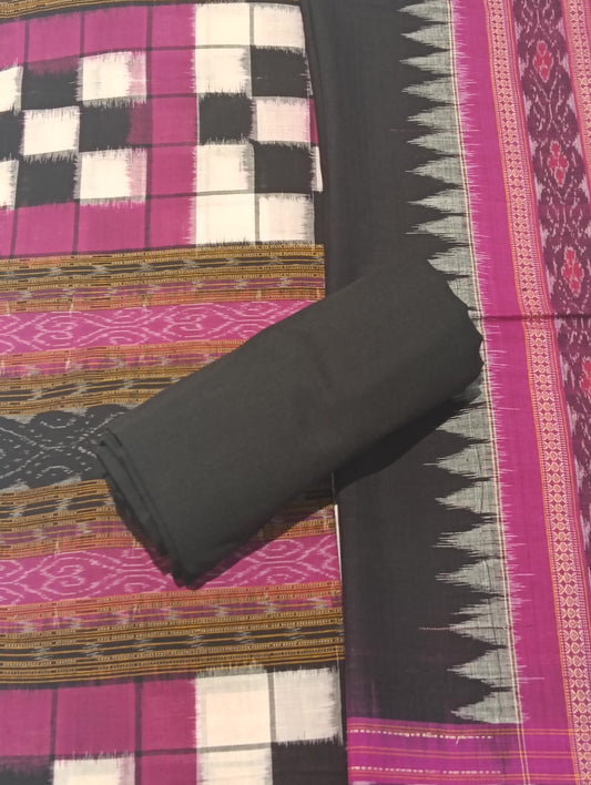 Pink black sapta dress material set - Tilottama