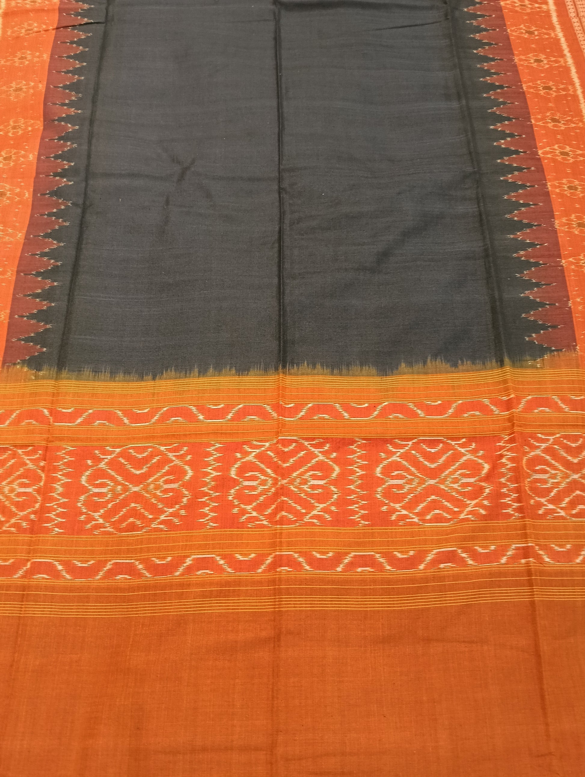 Orange black sambalpuri dress material set - Tilottama