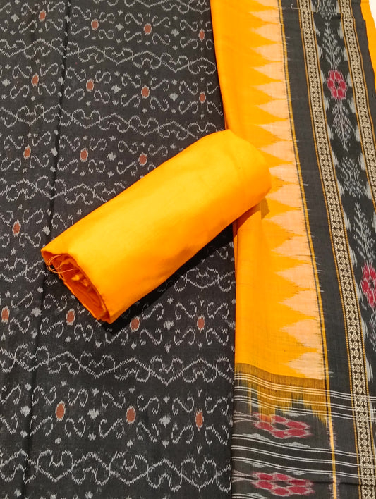 Black orange sambalpuri dress material set - Tilottama