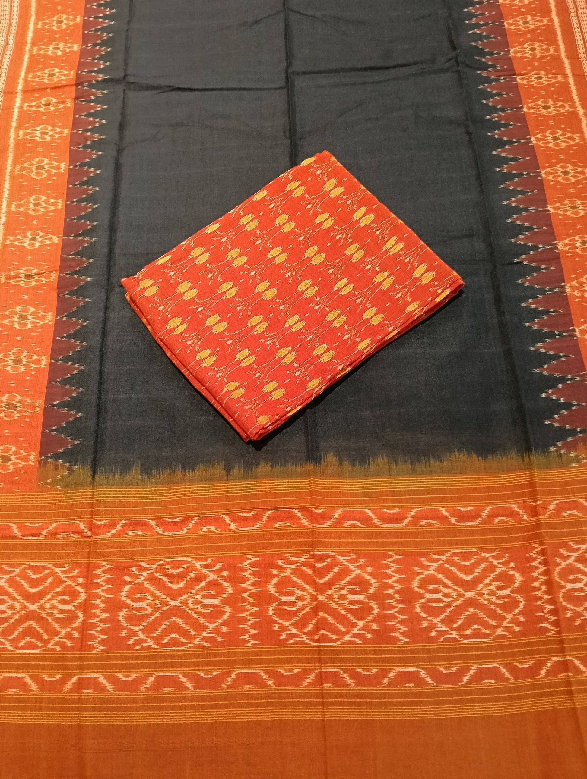 Pheasant black sambalpuri dress material set - Tilottama