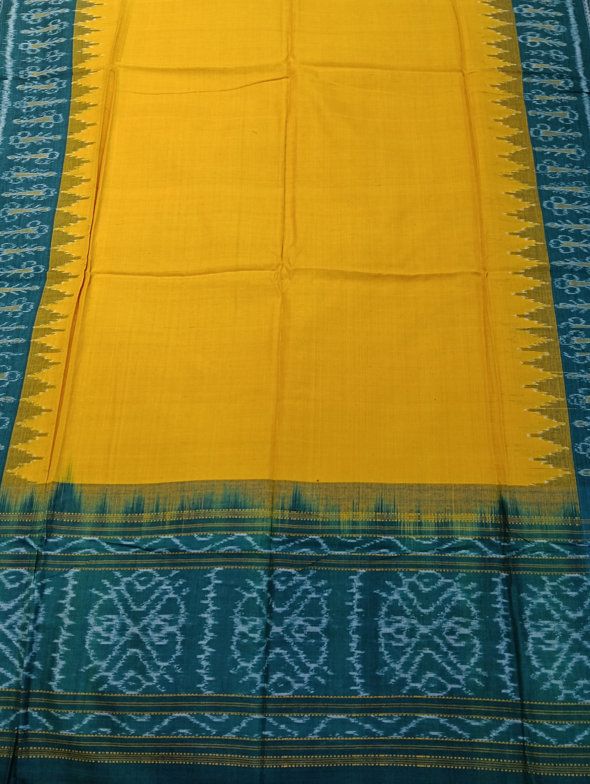 Green yellow sambalpuri dress material set - Tilottama