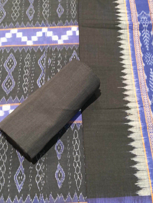 Black blue sambalpuri dress material set - Tilottama