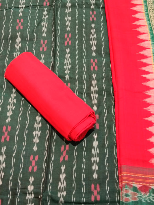 Les bossons Red sambalpuri dress material set - Tilottama