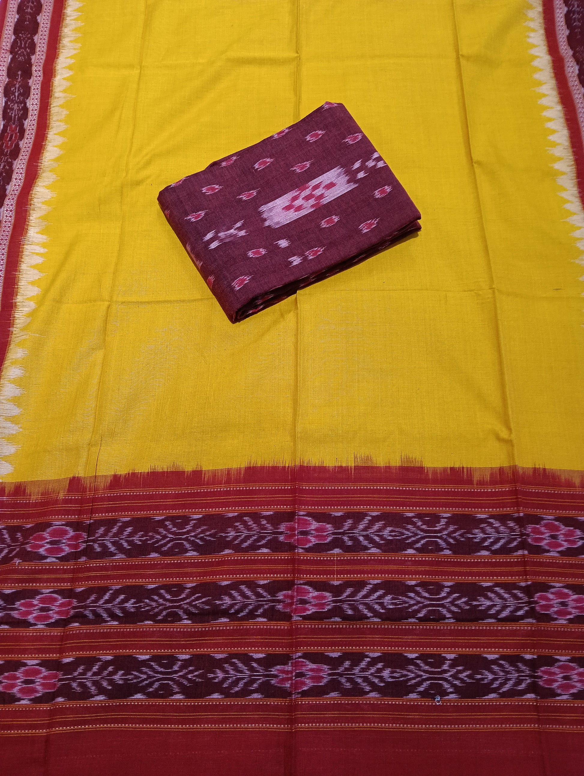 Marron red sambalpuri dress material set - Tilottama